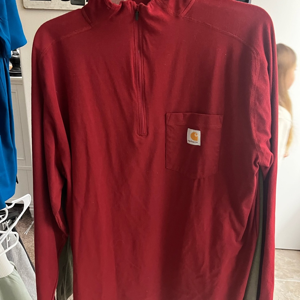 Carhartt force Men's Red 1/4 zip pullover sweatshirt